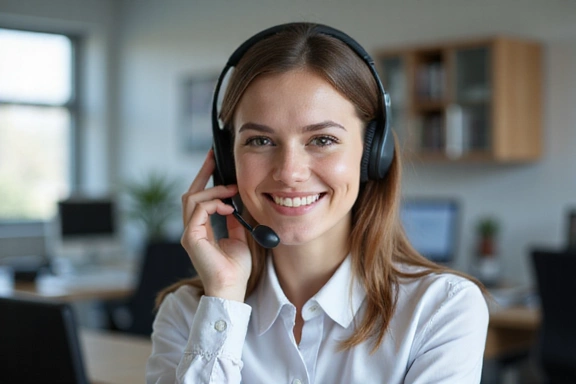 Customer service representative on phone