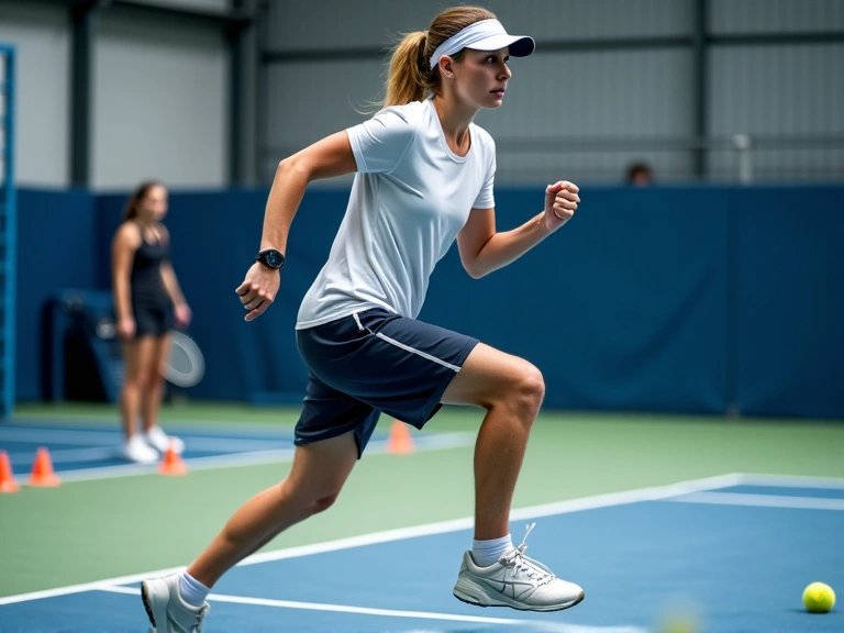 Athlete performing dynamic tennis-specific training drills