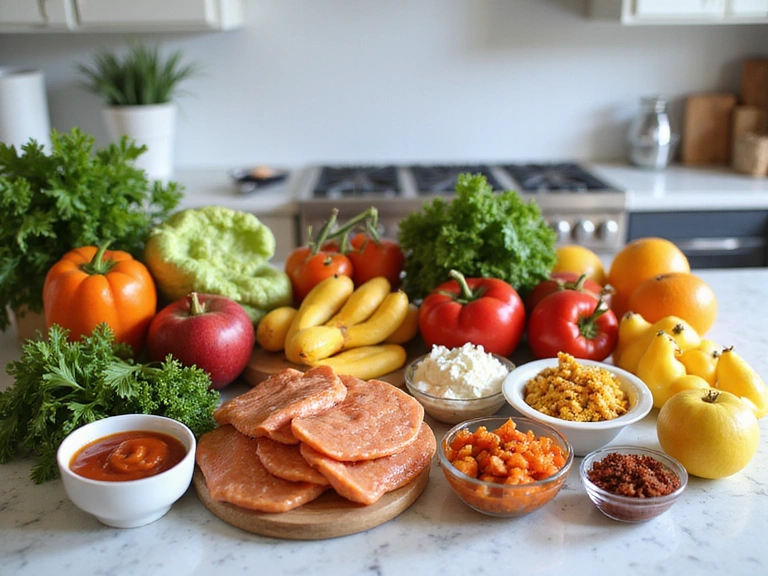 Variety of healthy, nutrient-rich foods for athletes